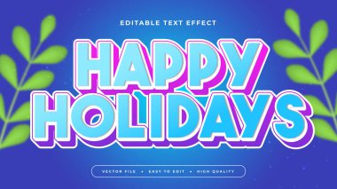 Beyaz Mavi ve Mor Mor Mutlu Bayramlar 3d Düzenlenebilir Metin Efekti - Yazı Tipi Stili