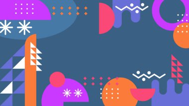 Canlı Geometrik Soyut Arkaplan. Dinamik Soyut Arkaplan Şekilleri Renkli Şekiller halinde. Modern, oyuncu bir estetik gerektiren Tasarım Projeleri için mükemmel.