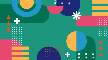 Canlı Geometrik Soyut Arkaplan. Dinamik Soyut Arkaplan Şekilleri Renkli Şekiller halinde. Modern, oyuncu bir estetik gerektiren Tasarım Projeleri için mükemmel.