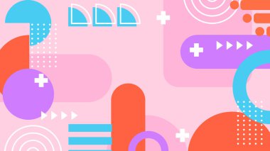 Kalın Renkler ve Şekillerle Canlı Soyut Geometrik Arkaplan