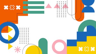 Canlı Geometrik Soyut Arkaplan. Dinamik Soyut Arkaplan Şekilleri Renkli Şekiller halinde. Modern, oyuncu bir estetik gerektiren Tasarım Projeleri için mükemmel.