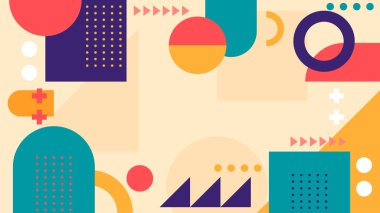 Renkli Şekiller ve Desenler ile Soyut Geometrik Arkaplan