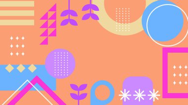 Canlı Geometrik Soyut Arkaplan. Dinamik Soyut Arkaplan Şekilleri Renkli Şekiller halinde. Modern, oyuncu bir estetik gerektiren Tasarım Projeleri için mükemmel.