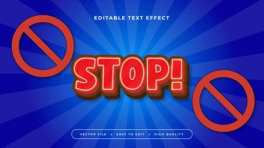 Kırmızı Mavi ve Beyaz Durak 3d Düzenlenebilir Metin Efekti - Yazı Tipi