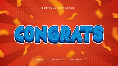 Mavi Turuncu ve Beyaz Tebrikler 3d Düzenlenebilir Metin Efekti - Yazı Tipi