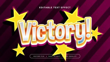Koyu mor mor mor ve beyaz zafer 3d Düzenlenebilir Metin Efekti - Yazı Tipi Stili