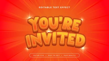 Turuncu ve Kahverengi Sen Davetli 3d Düzenlenebilir Metin Efekti - Yazı Tipi