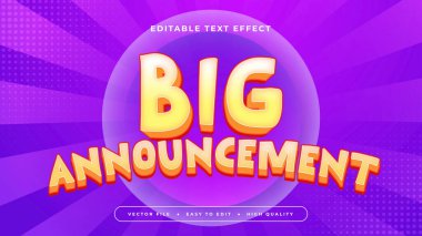 Sarı Kırmızı ve Mor Mor Büyük Duyuru 3d Düzenlenebilir Metin Efekti - Yazı Tipi Stili