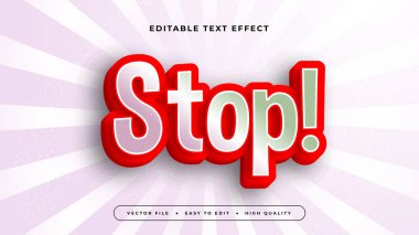 Kırmızı Pembe ve Beyaz Durak 3d Düzenlenebilir Metin Efekti - Yazıtipi Biçimi