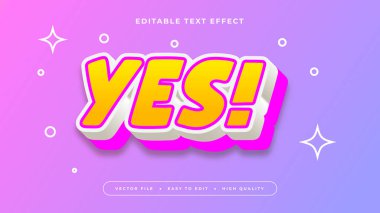 Pembe Mor Turuncu ve Beyaz Evet 3D Düzenlenebilir Metin Efekti - Yazı Tipi Biçimi