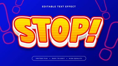 Mavi Kırmızı Turuncu ve Beyaz Durak 3d Düzenlenebilir Metin Efekti - Yazı Tipi