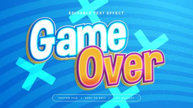 Mavi Turuncu ve Beyaz Oyun Sonu 3d Düzenlenebilir Metin Efekti - Yazı Tipi Stili