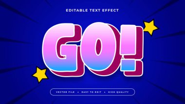 Mavi Pembe ve Sarı Go 3d Düzenlenebilir Metin Efekti - Yazı Tipi Stili