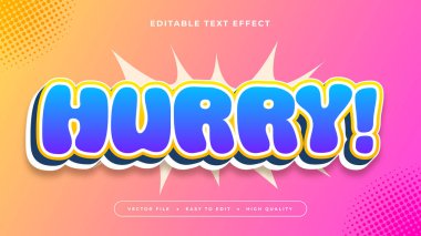 Pembe Turuncu Mavi ve Beyaz Acele 3d Düzenlenebilir Metin Efekti - Yazı Tipi Stili