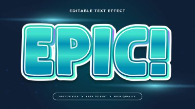 Mavi Yeşil ve Beyaz Epik 3d Düzenlenebilir Metin Efekti - Yazı Tipi Biçimi