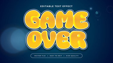 Mavi Turuncu ve Beyaz Oyun üzeri 3d Düzenlenebilir Metin Efekti - Yazı Tipi Stili