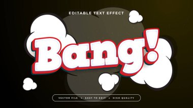 Beyaz Kırmızı ve Siyah Bang 3d Düzenlenebilir Metin Efekti - Yazı Tipi Biçimi