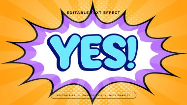Mavi Mor Menekşe ve Beyaz Evet 3d Düzenlenebilir Metin Efekti - Yazı Tipi Stili