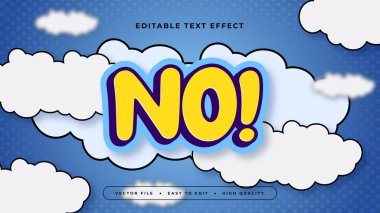 Mavi Sarı ve Beyaz No 3d Düzenlenebilir Metin Efekti - Yazı Tipi