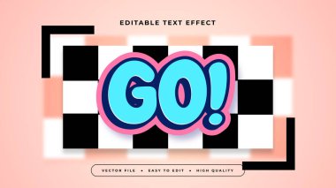 Mavi Pembe Siyah ve Beyaz Go 3d Düzenlenebilir Metin Efekti - Yazı Tipi Stili