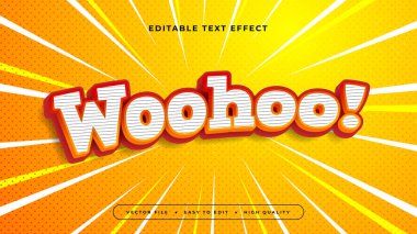 Beyaz Turuncu ve Sarı Woohoo 3d Düzenlenebilir Metin Efekti - Yazıtipi Biçimi