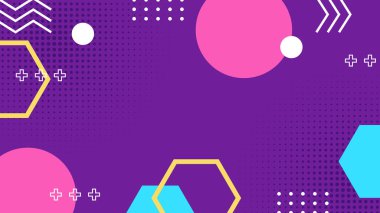 Renkli Şekillere sahip enerjik Soyut Geometrik Arkaplan. Web Tasarımı, Pazarlama Malzemeleri ve Sanatsal Projeler için ideal