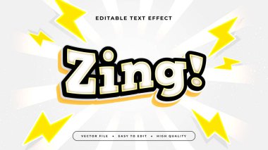 Beyaz Siyah ve Sarı Zing 3d Düzenlenebilir Metin Efekti - Yazıtipi Biçimi