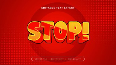 Kırmızı Sarı ve Turuncu Durak 3d Düzenlenebilir Metin Efekti - Yazı Tipi Stili
