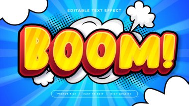 Sarı Beyaz ve Mavi Boom 3d Düzenlenebilir Metin Efekti - Yazı Tipi Biçimi