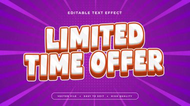 Mor Menekşe Kırmızı ve Beyaz Sınırlı Zaman Teklif 3d Düzenlenebilir Metin Efekti - Yazı Tipi Stili