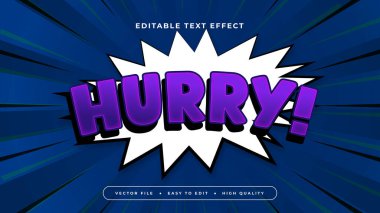 Mavi Mor Menekşe ve Beyaz Acele 3d Düzenlenebilir Metin Efekti - Yazı Tipi