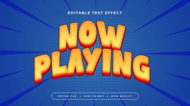 Mavi Sarı ve Beyaz Şimdi 3d Düzenlenebilir Metin Efekti Oynuyor - Yazı Tipi Biçimi
