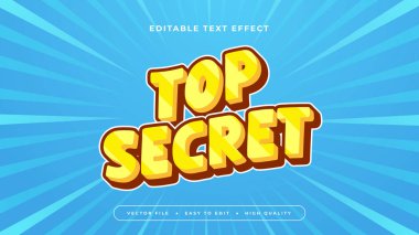 Mavi Sarı ve Beyaz Çok Gizli 3d Düzenlenebilir Metin Efekti - Yazı Tipi