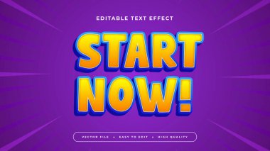 Mavi Sarı ve Mor Başlangıç Şimdi 3d Düzenlenebilir Metin Efekti - Yazı Tipi