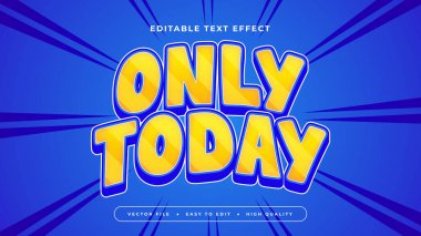 Mavi Sarı ve Beyaz Sadece Bugün 3d Düzenlenebilir Metin Efekti - Yazı Tipi Stili