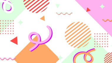 Modern Şekilli Renkli Soyut Geometrik Arkaplan. Canlı Renklerle Geometrik Şekilleri Gösteren Canlı Soyut Arkaplan. Yaratıcı Projeler, Tasarımlar ve Web Kullanımı için ideal