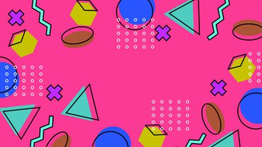 Canlı Şekiller ve Renklerle Soyut Geometrik Arkaplan. Yaratıcı Tasarım Projeleri, Sunumlar ve Modern Sanatsal Gösteriler için ideal