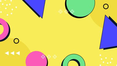 Renkli Şekillere sahip canlı Geometrik Soyut Arkaplan. Canlı Geometrik Şekiller ve Kalın Renkler içeren Oyuncu ve Dinamik Soyut Bir Arkaplan Modern ve Enerjik Tasarım Oluştur