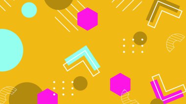 Renkli Şekillere sahip enerjik Soyut Geometrik Arkaplan. Web Tasarımı, Pazarlama Malzemeleri ve Sanatsal Projeler için ideal