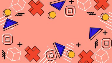 Canlı Şekiller ve Renklerle Soyut Geometrik Arkaplan. Yaratıcı Tasarım Projeleri, Sunumlar ve Modern Sanatsal Gösteriler için ideal