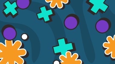 Renkli Şekillere sahip enerjik Soyut Geometrik Arkaplan. Web Tasarımı, Pazarlama Malzemeleri ve Sanatsal Projeler için ideal