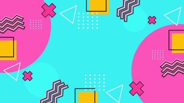 Modern Şekilli Renkli Soyut Geometrik Arkaplan. Canlı Renklerle Geometrik Şekilleri Gösteren Canlı Soyut Arkaplan. Yaratıcı Projeler, Tasarımlar ve Web Kullanımı için ideal