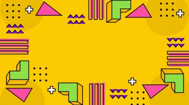 Renkli Şekillere sahip enerjik Soyut Geometrik Arkaplan. Web Tasarımı, Pazarlama Malzemeleri ve Sanatsal Projeler için ideal