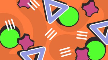 Modern Şekilli Renkli Soyut Geometrik Arkaplan. Canlı Renklerle Geometrik Şekilleri Gösteren Canlı Soyut Arkaplan. Yaratıcı Projeler, Tasarımlar ve Web Kullanımı için ideal