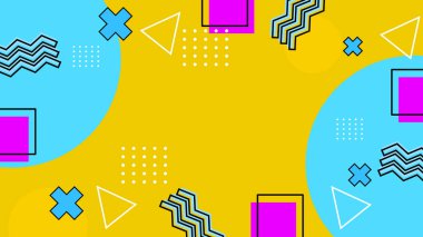 Renkli Şekillere sahip enerjik Soyut Geometrik Arkaplan. Web Tasarımı, Pazarlama Malzemeleri ve Sanatsal Projeler için ideal