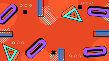 Retro Vibes ile Renkli Geometrik Soyut Arkaplan