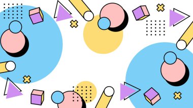 Modern Şekilli Renkli Soyut Geometrik Arkaplan. Canlı Renklerle Geometrik Şekilleri Gösteren Canlı Soyut Arkaplan. Yaratıcı Projeler, Tasarımlar ve Web Kullanımı için ideal