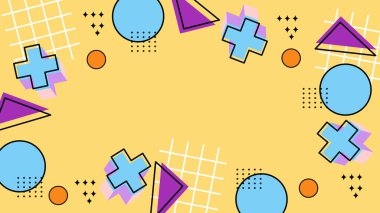 Renkli Şekillere sahip enerjik Soyut Geometrik Arkaplan. Web Tasarımı, Pazarlama Malzemeleri ve Sanatsal Projeler için ideal