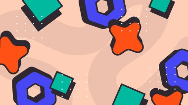 Renkli Şekillere sahip canlı Geometrik Soyut Arkaplan. Canlı Geometrik Şekiller ve Kalın Renkler içeren Oyuncu ve Dinamik Soyut Bir Arkaplan Modern ve Enerjik Tasarım Oluştur