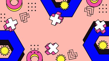 Modern Şekilli Renkli Soyut Geometrik Arkaplan. Canlı Renklerle Geometrik Şekilleri Gösteren Canlı Soyut Arkaplan. Yaratıcı Projeler, Tasarımlar ve Web Kullanımı için ideal